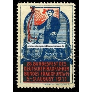 Frankfurt 1911 28. Bundesfest des Radfahrerbundes (Text rot)